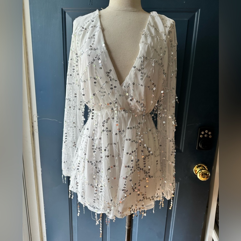 NWT White Sequin Romper